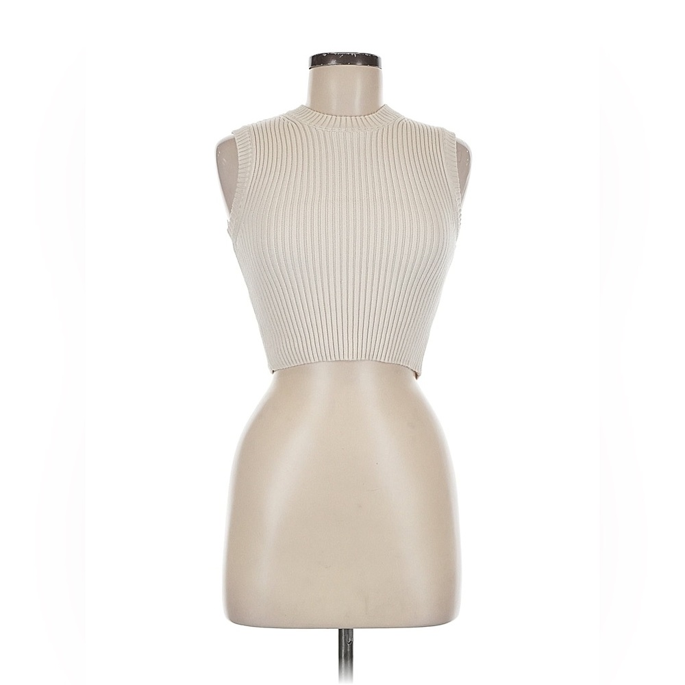 Zara Cream Ribbed Crop Top